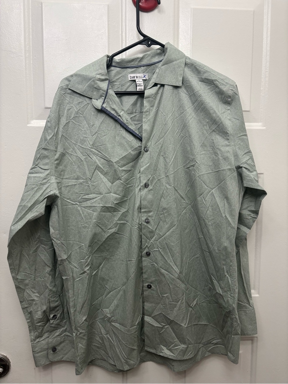 Bar III Men's Light Sage Green Button-Up Shirt Jacket-Slim fit stretch